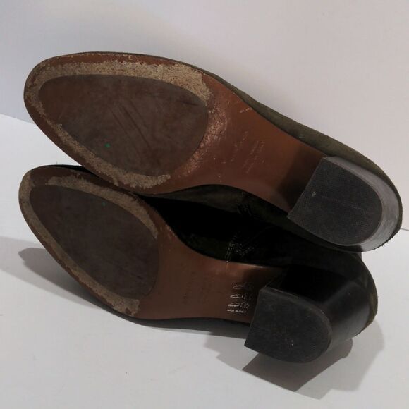 Aquatalia Suede Heeled Booties Olive Green Size 7 Made in Italy - Picture 11 of 12
